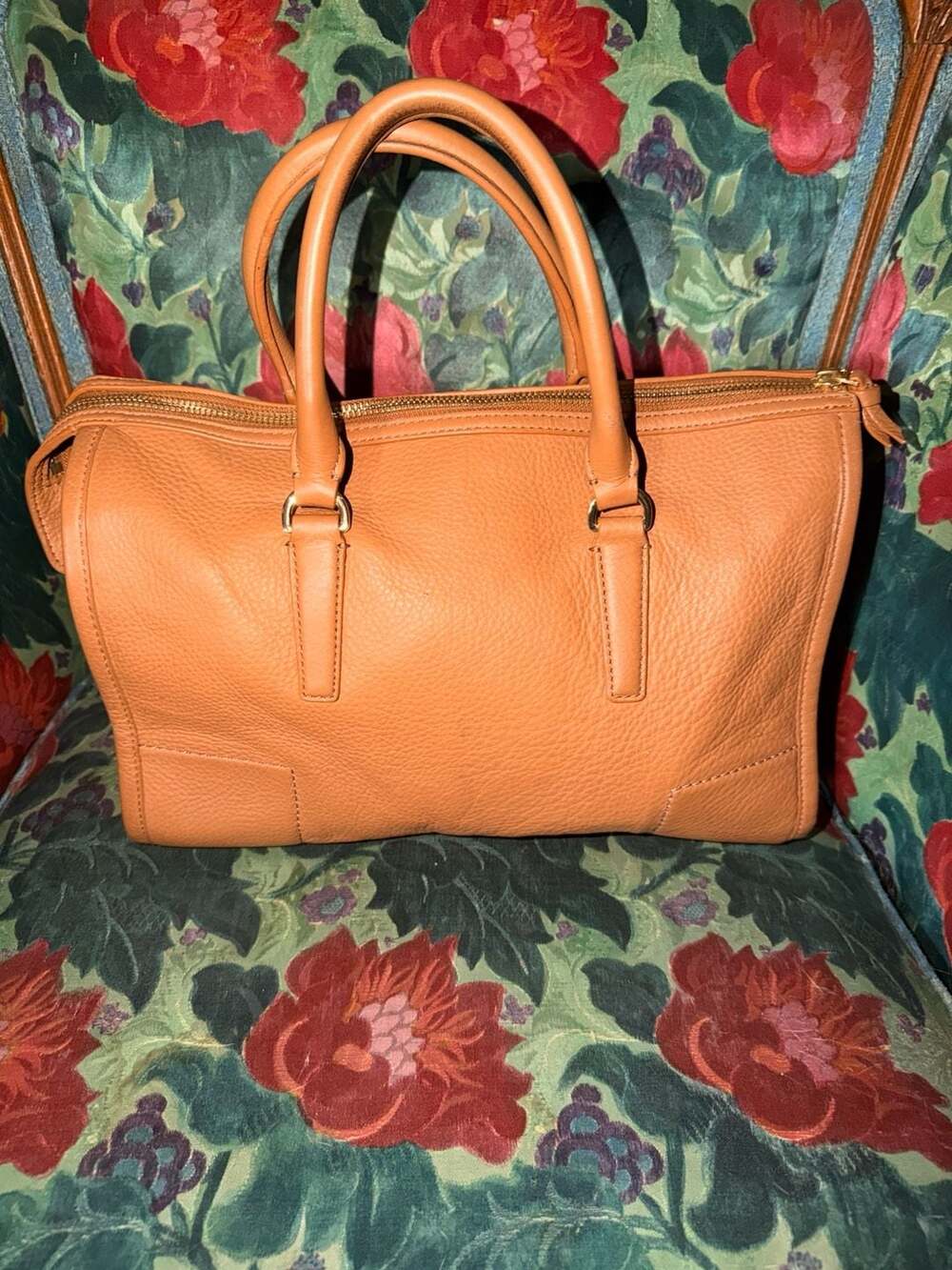 Tory Burch Pebble Leather Zip Satchel Handbag - Picture 2 of 8